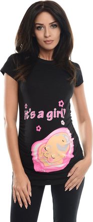 Purpless Maternity Top Pregnancy T-Shirt Tee Pregnant Women Slogan Print Its a Girl 2001 (10, Black)