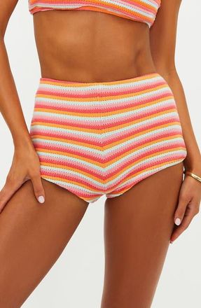 Beach Riot Nyx Open Stitch Swim Shorts in Guava Jelly Crochet at Nordstrom, Size X-Large