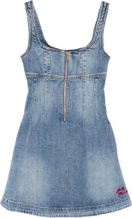 Self Portrait Kleedjes, Dames, Blauw, M, Denim, Denim Zip Mini Jurk