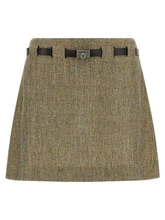 Ferragamo Multicolor Linen Long Womens Skirt