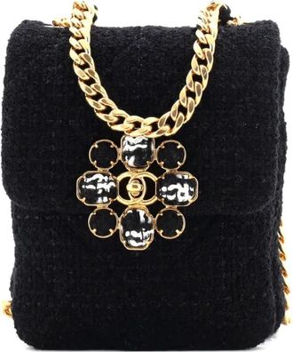 Chanel North South CC Bijoux Chain Flap Quilted Tweed Mini shoulder bag - Zwart