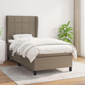 vidaXL Vidaxl - Cama Box Spring Con Colch&oacute;n Tela Gris Taupe 100x200 Cm