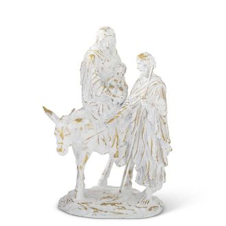 At Home w/ Jorge Perez 14 White & Gold Resin Joseph w/ Mary Riding Donkey Nativity