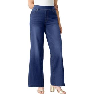 Roaman's Plus Size 360&Deg; Stretch Wide Leg Jean in Dark Wash at Nordstrom, Size 12Short