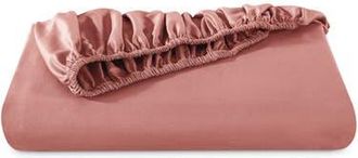 Bare Home 400 Thread Count Organic Cotton Sateen Fitted Sheet in Dusty Rose at Nordstrom, Size California King