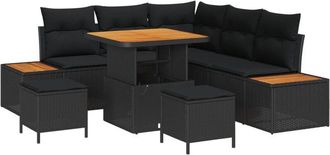 vidaXL Garden Sofa Set with Cushion 8 pcs Black Poly rattan vidaXL