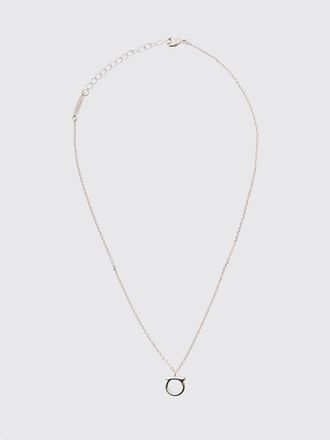 Ferragamo Brass Necklace with Gancini Pendant and Crystals