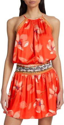 Ramy Brook Rafi Floral Mini Dress In Orange