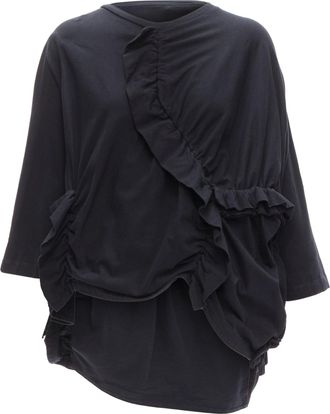Marni cotton red ruffles sleeves boxy top