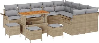 vidaXL Vidaxl - Garden Sofa Set Height-Adjustable 13 pcs Beige Poly Rattan