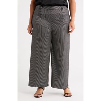 Lyss&eacute; Darlene Stripe High Waist Wide Leg Pants in Blk Shn Li at Nordstrom Rack, Size 1X