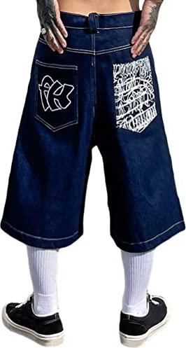 ORANDESIGNE Shorts En Jean Hip Hop Pour Homme Bermuda Baggy Denim Shorts Imprimé Vintage Pantalon De Danse De Rue Pantalon De Skateboard Short Punk E Bleu M Dès 25,53 € - Sur