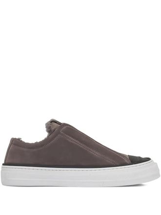 Brunello Cucinelli shearling-trim sneakers - Brown