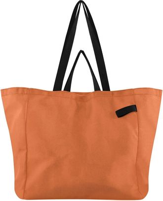 Generic Orange pattern Reusable Canvas Tote Bag, Heavy Duty Grocery Shopping Bag with Double Handles Large Capacity Hard Bottom Work Groceries Travel