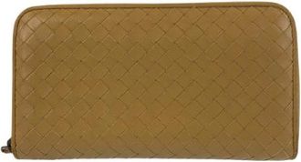Bottega Veneta Pre-owned Wallets, female, Beige, Size: ONE SIZE Pre-owned Intrecciato Leather Long Wallet