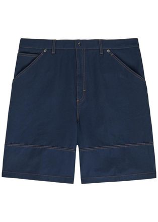Moncler Wide-leg Cotton and Linen-blend Shorts - Navy - 52 (W36 / XL)