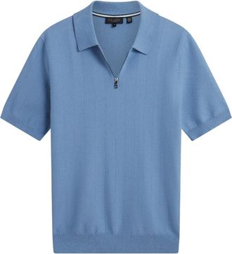 Ted Baker Fourd Poloshirt Met Visgraatsteek En Ritssluiting In Blauw