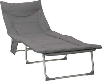 vidaXL Tumbona Plegable Con Coj&iacute;n Gris Antracita Vidaxl
