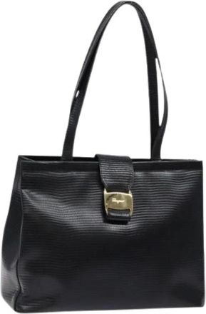 Ferragamo Pre-owned Shoulder Bags, female, Black, Size: ONE SIZE Pre-owned Leather Shoulder Bag