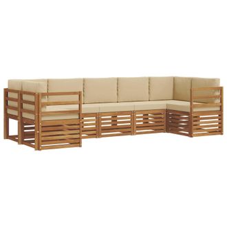 vidaXL Conjunto De Sof&aacute; Seccional Con Coj&iacute;n 7 Pcs Natural Y Beige Vidaxl