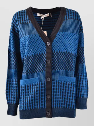 Diane Von F&uuml;rstenberg knit v neck top front pockets