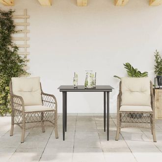 vidaXL Sillas Y Mesita De Jard&iacute;n 3 Piezas Rat&aacute;n Sint&eacute;tico Coj&iacute;n Beige Vidaxl