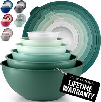 Zulay Kitchen 12 Piece Plastic Mixing Bowls with Lids Set
