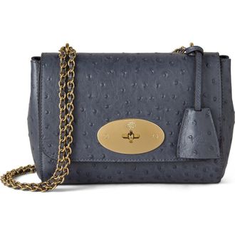 Mulberry Lily Ostrich Embossed Leather Satchel in Stormy Blue at Nordstrom