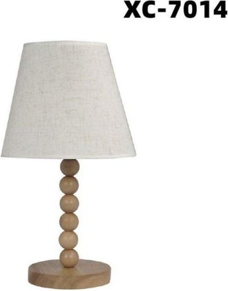 Trade Shop Trade Shop Traesio - Trade Shop - Lampada Tavolo Con Base In Legno Con Motivo Paralume Bianco Attacco E27 Xc-7014