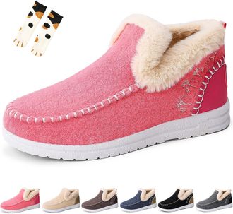 Generic Orthopedic Fleece Slip-On Boots for Women & Men, Supportive Walking Shoes with Arch Support, Cushioned Insoles for Foot Pain Relief (Pink,10.5)