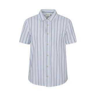 Mountain Warehouse Heren Derby Stripe Katoenen Overhemd Met Korte Mouwen (Blauw)