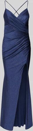 Mascara Abendkleid in Wickel-Optik in Blau, Größe 34