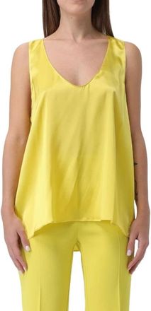 Pinko Gele Mouwloze Top met Satijnen Afwerking - Dames - Tops zonder mouwen - Geel - S - Satijn - Tops