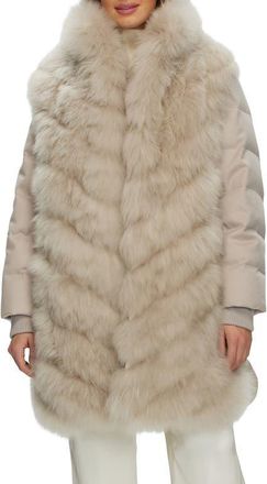 Gorski Genuine Shearling Diagonal Stroller with Cashmere Back And Sleeves in Light Beige/light Beige at Nordstrom, Size X-Small