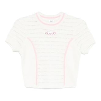 Casablanca T-Shirts, female, White, Size: S Trim Knit Top