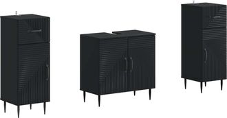 vidaXL Juego De Gabinete De Ba&ntilde;o De 2 Piezas Haarlem Negro Vidaxl