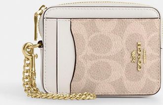 Coach Zip Card Case In Signature Canvas