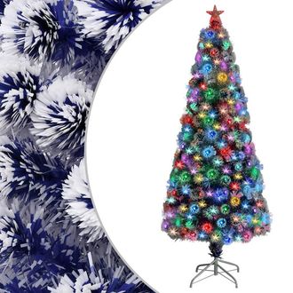 vidaXL &Aacute;rbol De Navidad Con Luces Fibra &Oacute;ptica Blanco Y Azul 180 Cm Vidaxl