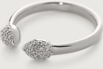 Monica Vinader Sterling Silver Fiji Bud Stacking Diamond Ring Diamond