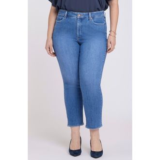 NYDJ Marilyn Blanket Stitch Ankle Straight Leg Jeans in Blue Paradise at Nordstrom, Size 18W