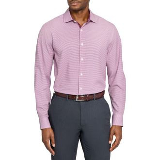 W.R.K Slim Fit Red Micro Houndstooth Performance Dress Shirt in Maroon at Nordstrom, Size 15.5 - R