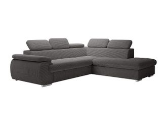 Vente-Unique Sofá rinconera derecha convertible en terciopelo gris oscuro FABIEN