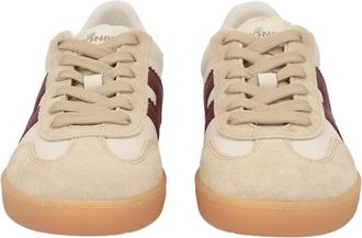 Hogan Cool Beige Burgundy Gum Sole Mutton-Calfskin Sneakers