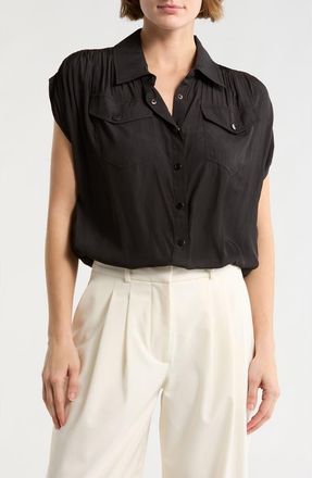 Ramy Brook Cyra Snap Front Shirt in Black at Nordstrom Rack, Size X-Large