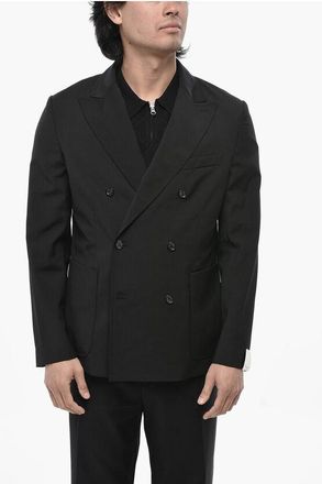 Paolo Pecora Unlined Double-Breasted Wool-Blend Blazer size 50