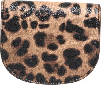Dolce & Gabbana Womens Leopard Print Calf Leather Coin Purse Brown