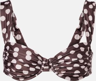 Faithfull The Brand Sol gathered polka-dot bikini top