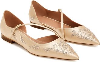 Malone Souliers crystal-embellishment pointed-toe flat pumps - women - Satin/Leather/Rubber - 37 - PLAPLA PLATINO/PLATINO