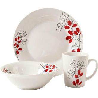 Gibson Scarlet Leaves 12 pc Dinnerware Set in White at Nordstrom