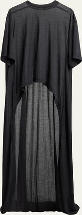 Balenciaga Transparent Jersey Short-Sleeve Train T-Shirt